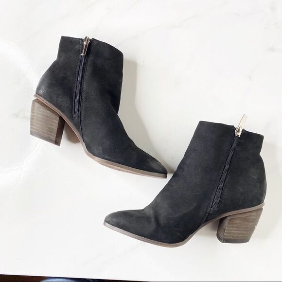 Vince Camuto Grasem Black Suede Block Heel Booties - Picture 6 of 13